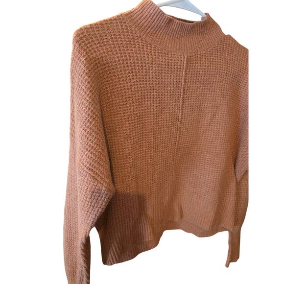 Ruby Moon Cropped Mock Neck Sweater S Womens Brown Long Sleeve Normcore Boho - Picture 2 of 5
